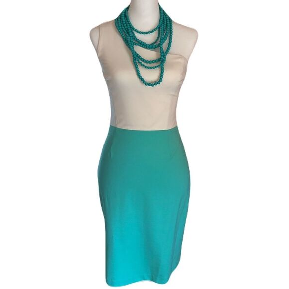 ERIN by Erin Fetherson One Shoulder Knee Length ColorBlock Dress, Sz. 2, EUC - Picture 1 of 11
